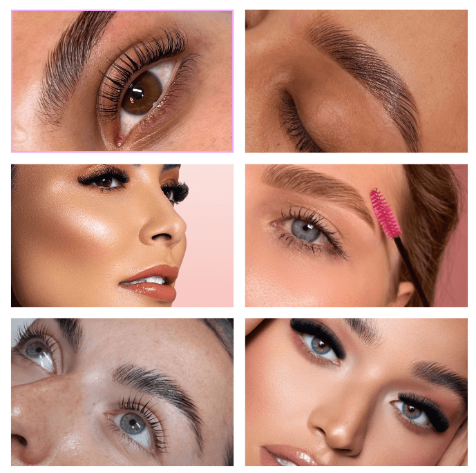 colage images in one big image with different types of eyelashes